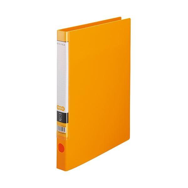 (まとめ) TANOSEE OリングファイルA4タテ 2穴 150枚収容 背幅32mm オレンジ 1セット(10冊) 〔×10セット〕