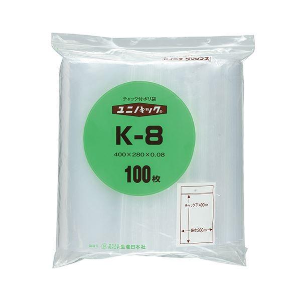 (まとめ)　セイニチ　ユニパック　1パック（100枚）　K-8　〔×10セット〕　チャック付ポリエチレン　ヨコ280×タテ400×厚み0.08mm