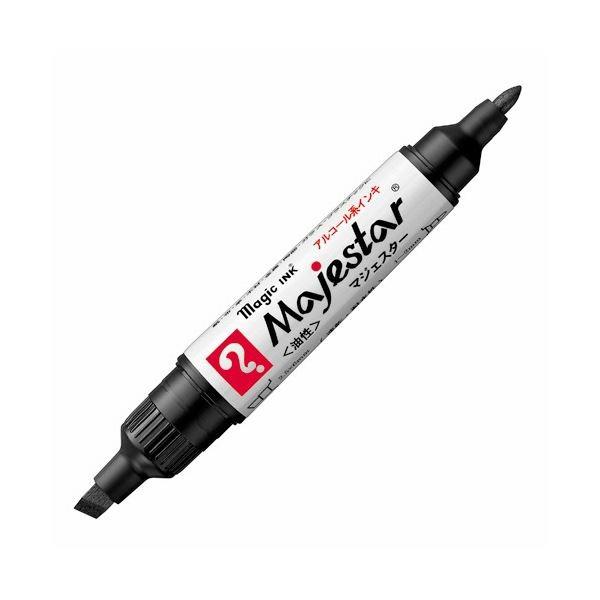 (まとめ) 寺西化学 油性マーカー マジックインキマジェスター 太字+細字 黒 MMJ50-T1-3P 1パック（3本） 〔×30セット〕