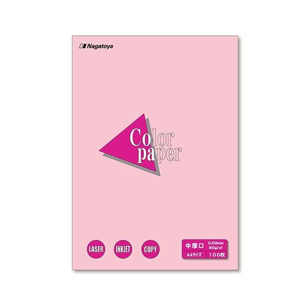 (まとめ) 長門屋商店 Color Paper A4 中厚口 桃 ナ-3221 1冊（100枚） 〔×30セット〕