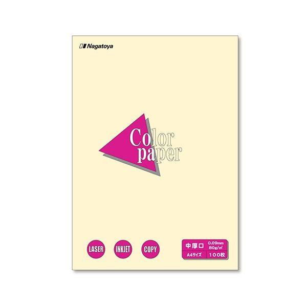 (まとめ) 長門屋商店 Color Paper A4 中厚口 レモン ナ-3202 1冊（100枚） 〔×30セット〕