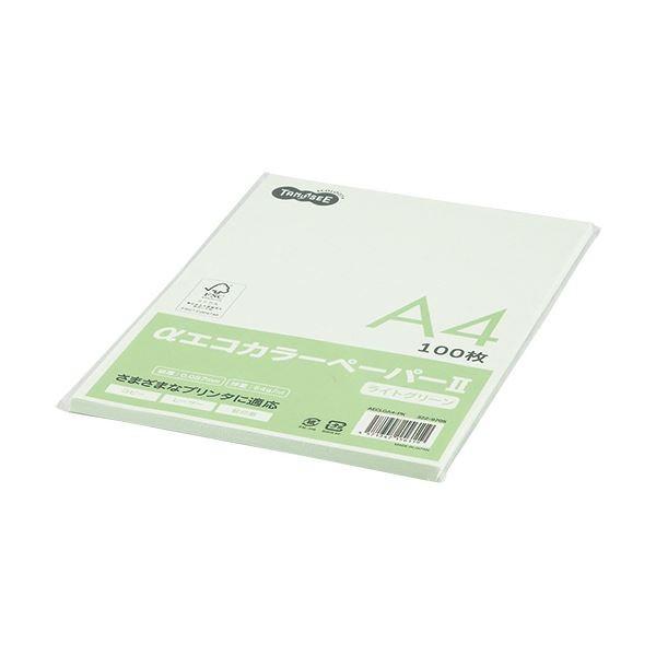 (まとめ) TANOSEE αエコカラーペーパーII A4 ライトグリーン 少枚数パック 1冊（100枚） 〔×30セット〕