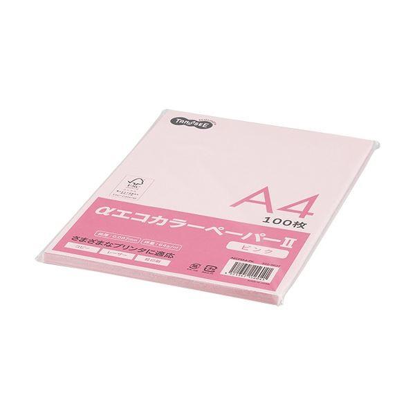 (まとめ) TANOSEE αエコカラーペーパーII A4 ピンク 少枚数パック 1冊（100枚） 〔×30セット〕