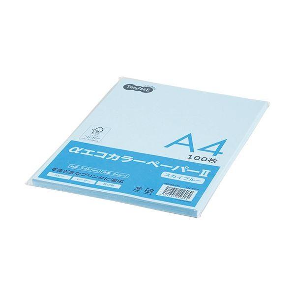 (まとめ) TANOSEE αエコカラーペーパーII A4 スカイブルー 少枚数パック 1冊（100枚） 〔×30セット〕