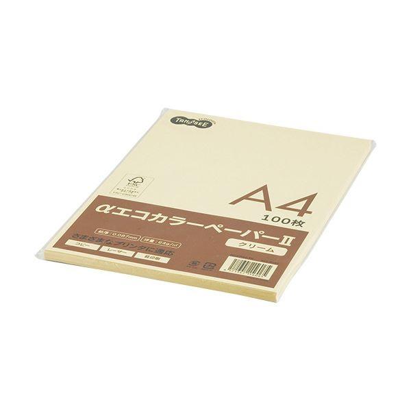 (まとめ) TANOSEE αエコカラーペーパーII A4 クリーム 少枚数パック 1冊（100枚） 〔×30セット〕