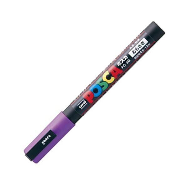 (まとめ) 三菱鉛筆 水性マーカー ポスカ 細字丸芯 紫 PC3M.12 1本 〔×50セット〕