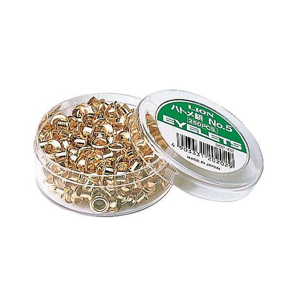 (まとめ) ライオン事務器 ハトメ鋲 穴径5mm 真ちゅう No.5 1ケース（250個） 〔×50セット〕