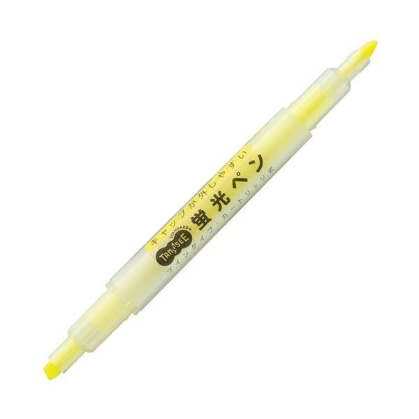 【SALE／60%OFF】 (まとめ) TANOSEEキャップが外しやすい蛍光ペン 〔×100セット〕 1本 黄 ツイン 万年筆