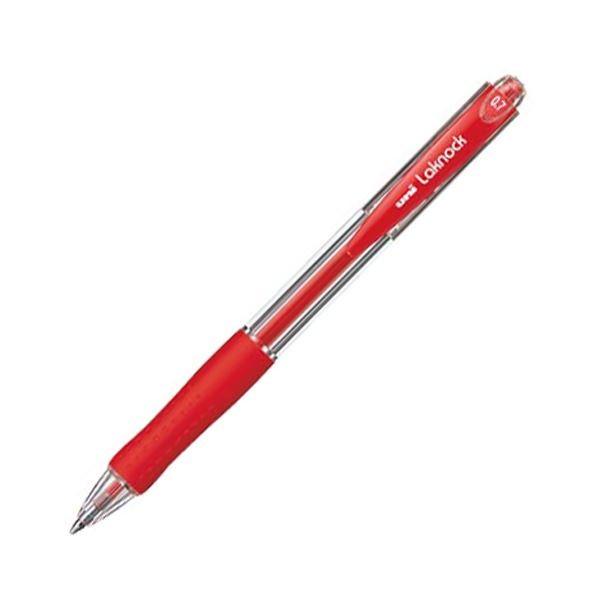 (まとめ) 三菱鉛筆 油性ボールペン VERY楽ノック 細字 0.7mm 赤 SN10007.15 1本 〔×100セット〕