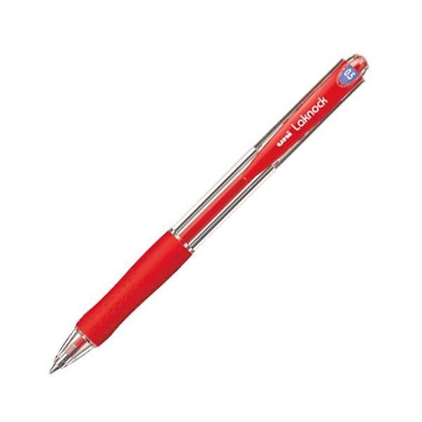 (まとめ) 三菱鉛筆 油性ボールペン VERY楽ノック 極細 0.5mm 赤 SN10005.15 1本 〔×100セット〕
