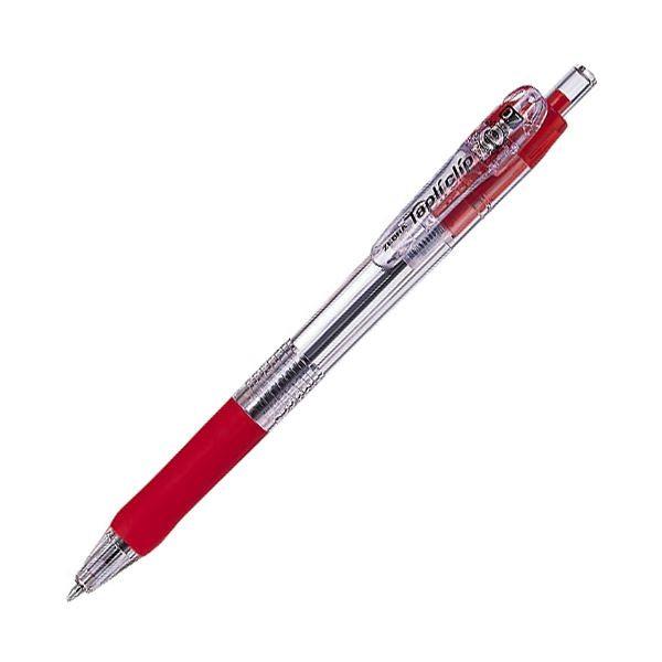 (まとめ) ゼブラ 油性ボールペン タプリクリップ 0.7mm 赤 BN5-R 1本 〔×100セット〕