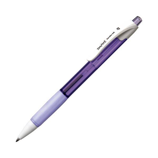 (まとめ) TANOSEE ノック式油性ボールペン（なめらかインク） 0.7mm 黒 （軸色 ラベンダー） 1本 〔×100セット〕