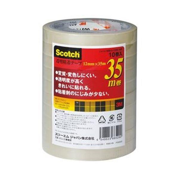 （まとめ）3M スコッチ 透明粘着テープ12mm×35m 500-3-1235-10P 1セット（50巻：10巻×5パック）〔×5セット〕