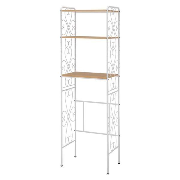冷蔵庫ラック/キッチン収納 〔ホワイト〕 幅58×奥行38×高さ182.5cm スチール アジャスター付き 組立式 〔台所〕