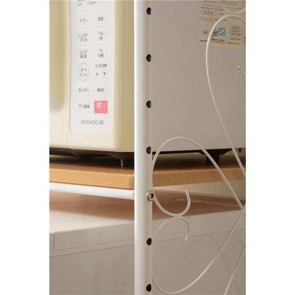 冷蔵庫ラック/キッチン収納 〔ホワイト〕 幅58×奥行38×高さ182.5cm スチール アジャスター付き 組立式 〔台所〕の画像