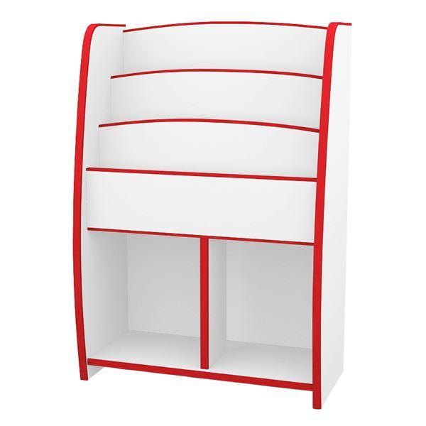 子供用 マガジンラック/雑誌収納 〔幅62.7cm レッド〕 日本製 高耐久 知育家具 EVAキッズシリーズ 〔完成品〕