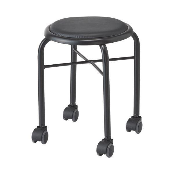 （まとめ）ルネセイコウ キャスタースツールボン ブラック/ブラック LCS-445 1脚 〔×3セット〕