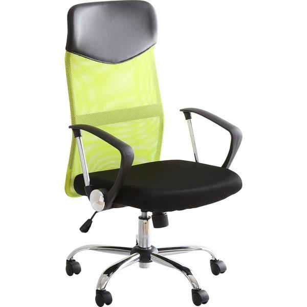 オフィスチェア デスクチェア 約幅60cm ハイバック グリーン 通気性抜群 メッシュタイプ スチール リビング 在宅ワーク 組立品〔代引不可〕