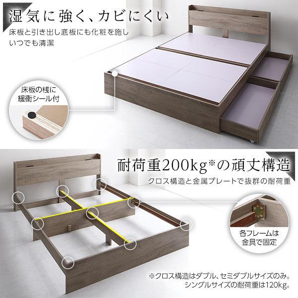 販売最安値 ベッド シングル ボンネルコイルマットレス付き グレージュ 収納付き 宮付き 棚付き コンセント付き 木製