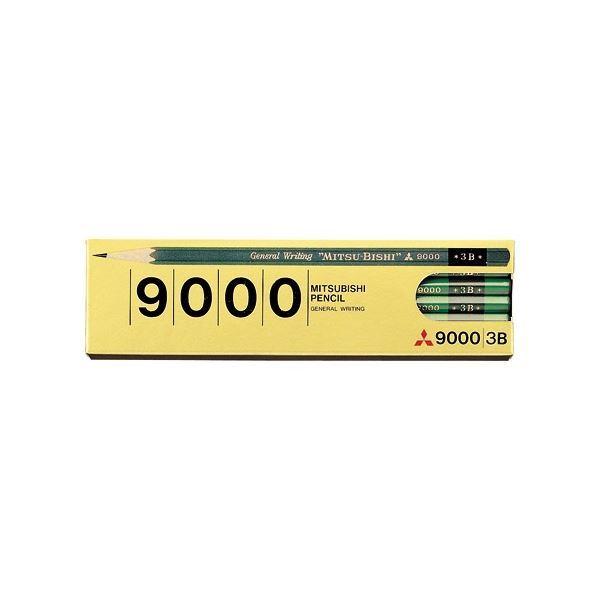 (まとめ) 三菱鉛筆 六角 事務用鉛筆 9000 3B K90003B 1ダース(12本) 〔×20セット〕