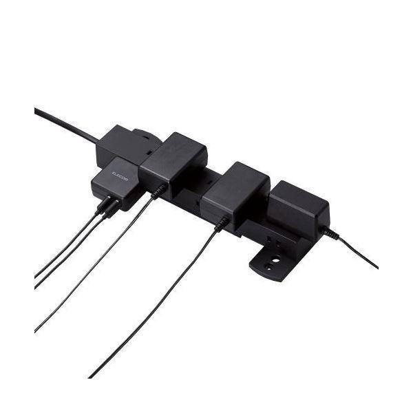 (まとめ) エレコム 回転脚付上面5口+側面5口タップ 1.0m ブラック T-KF04-21010BK 1個 〔×3セット〕_3