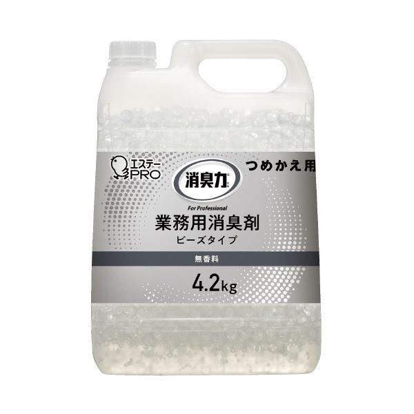 (まとめ) エステー 消臭力 業務用 ビーズ 詰め替え 4.2kg 無香料 〔×3セット〕
