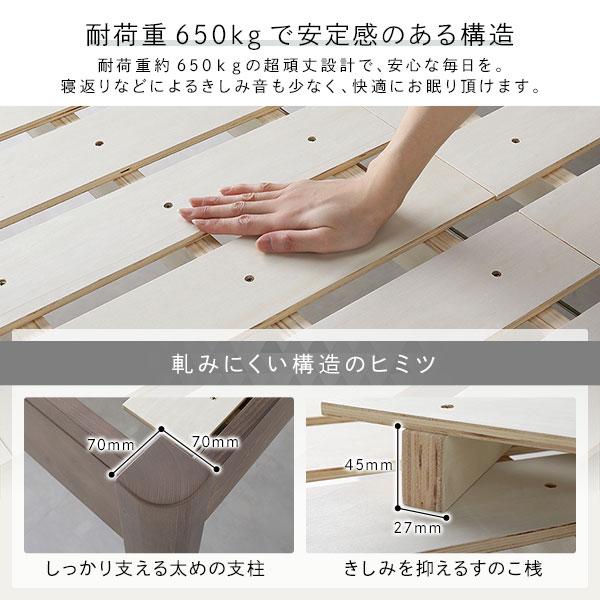 年末SALE ベッド ダブル 国産ポケットコイルマットレス付き グレージュ 頑丈 すのこ 棚付き コンセント付き 高さ調整可 木製 耐荷重650kg