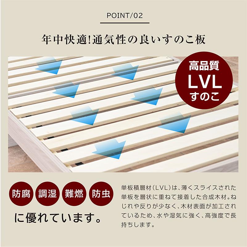 ライト コンセント付き 新発売価格 特殊高反発マット付 ベッド セミダブル ベット おしゃれ  すのこベッド 木製ベッド LEN-レン 【ハイグレードポケットコイルマットレス】 -ART