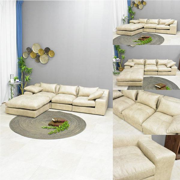 ロータイプ カウチソファー 組立設置付き 3人掛けソファー 大型