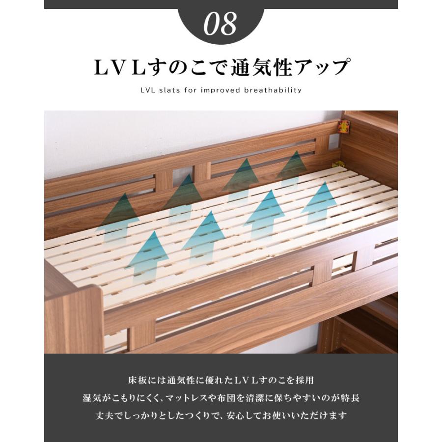 ARTTOWN 低・高反発両面マットレス1枚付 ロフトベッド シングル 大人用
