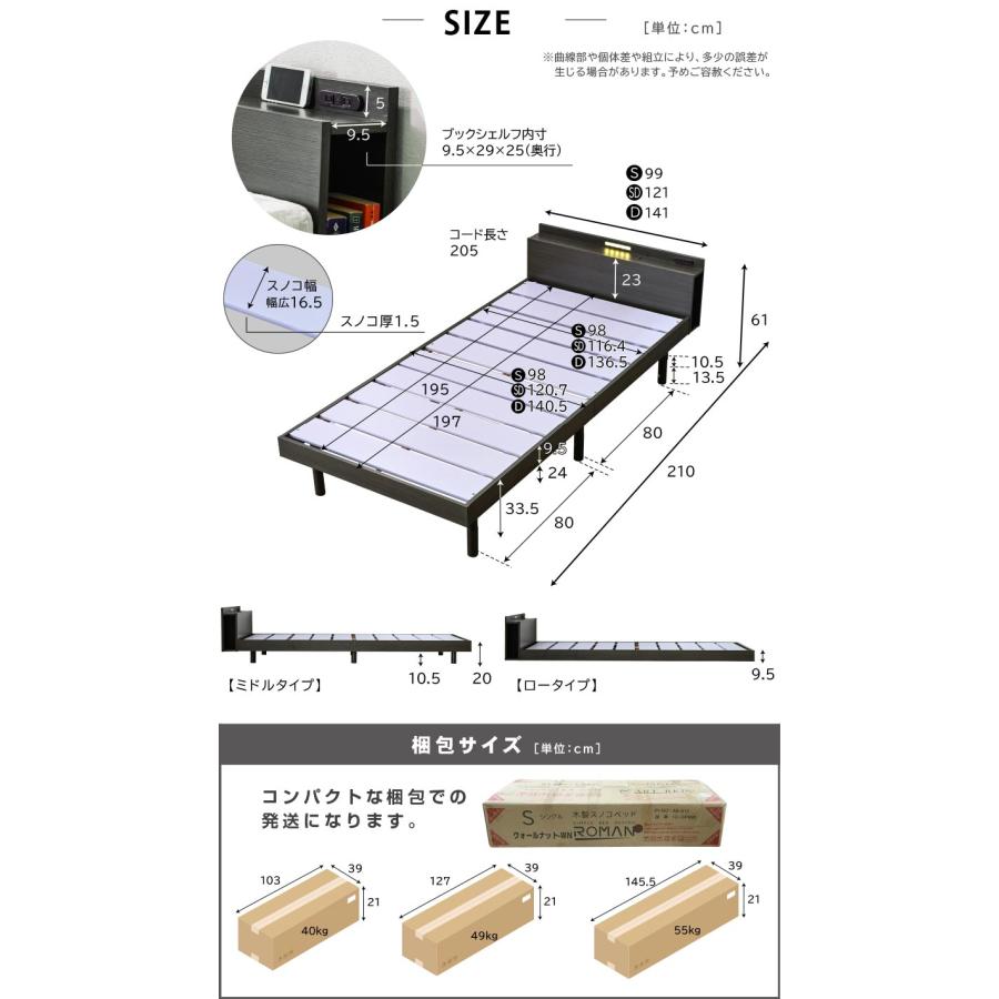 ARTTOWN ベッド ダブルベッド ベッドフレーム すのこベッド ベット LED