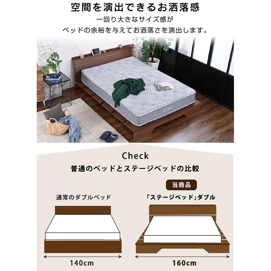 ARTTOWN 新発売 ステージベッド ダブル ベッド単品 USB-A/C付 LED照明