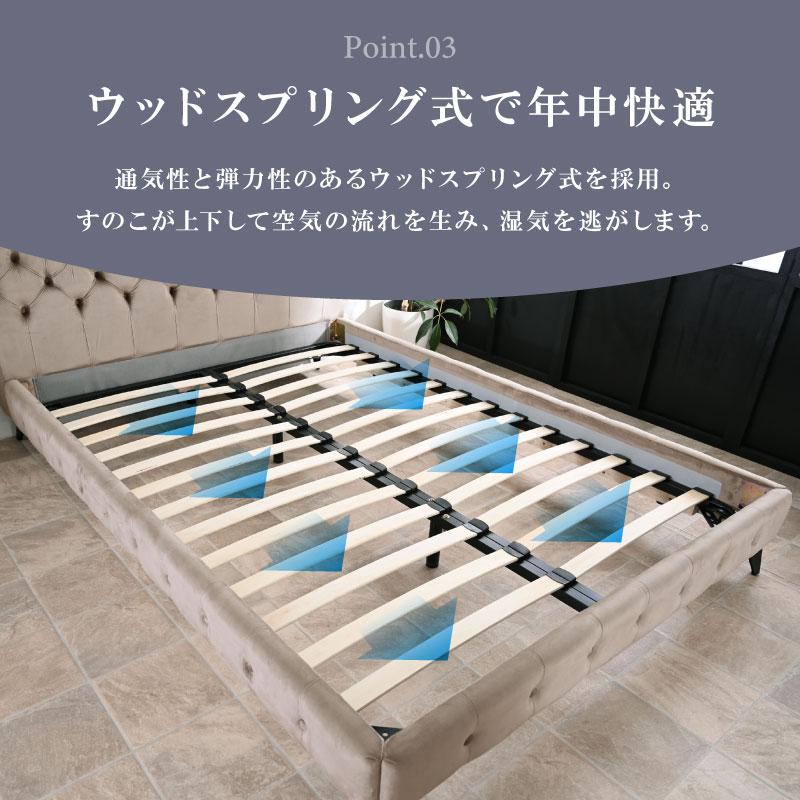 SNSで話題 ベッド ベッドフレーム 高級 ダブルベッド ダブル ベロア