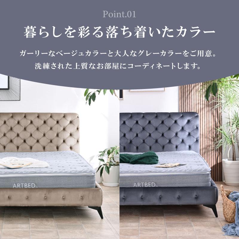 SNSで話題 ベッド ベッドフレーム 高級 ダブルベッド ダブル ベロア