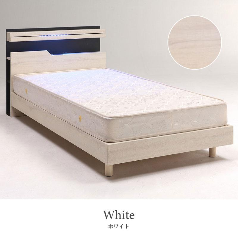 ベッド シングル フレーム ベッドフレーム シングルベッド LED 宮棚 2