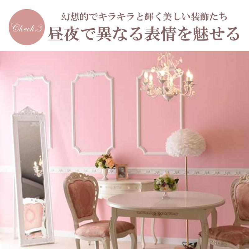 お手軽取付 LEDライト付 6灯 シャンデリア ホワイトローズ 姫系家具