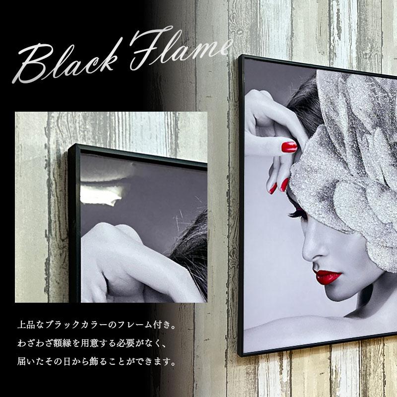 水晶パネル アートパネル 水晶絵 60×80cm 黒フレーム付き 女性 人物