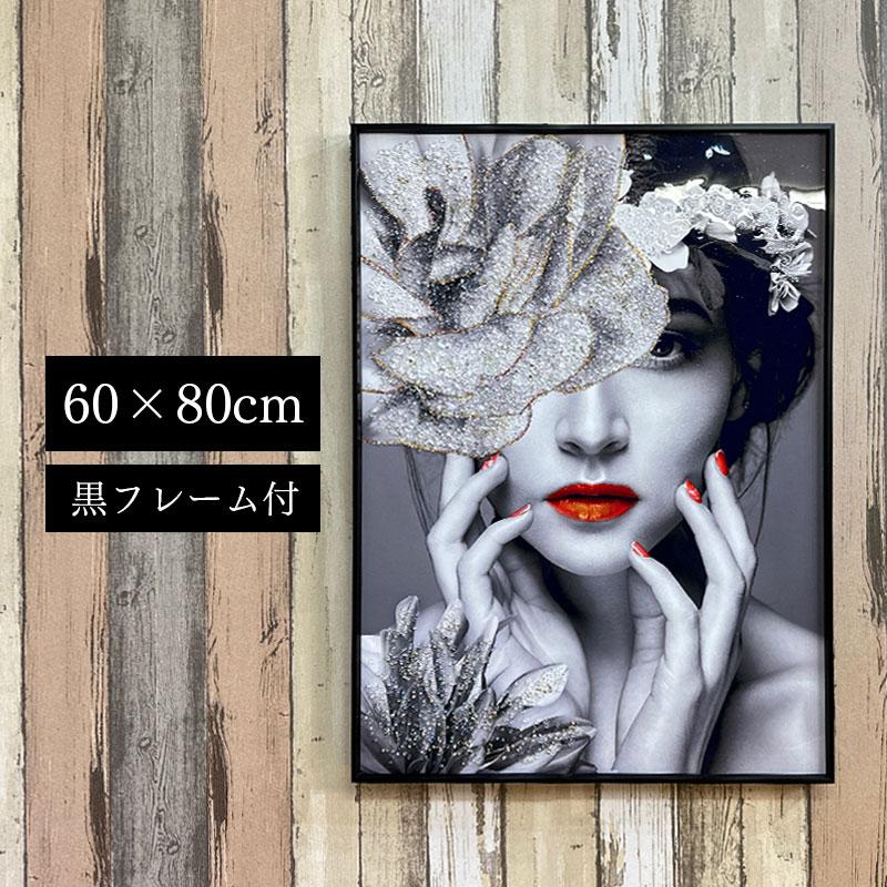 水晶パネル アートパネル 水晶絵 60×80cm 黒フレーム付き 女性 水晶パネル アートパネル 水晶絵 60×80cm 黒フレーム付き 女性
