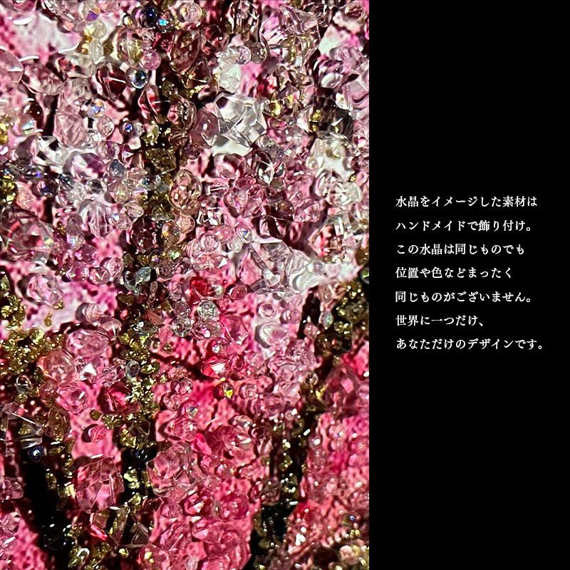 水晶パネル アートパネル 60×80cm 桜 風景 黒フレーム付き クリスタル