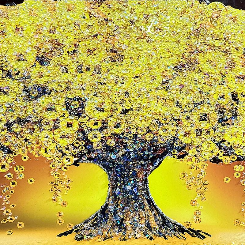 水晶パネル アートパネル 60×150cm 開運画 金フレーム付き クリスタル