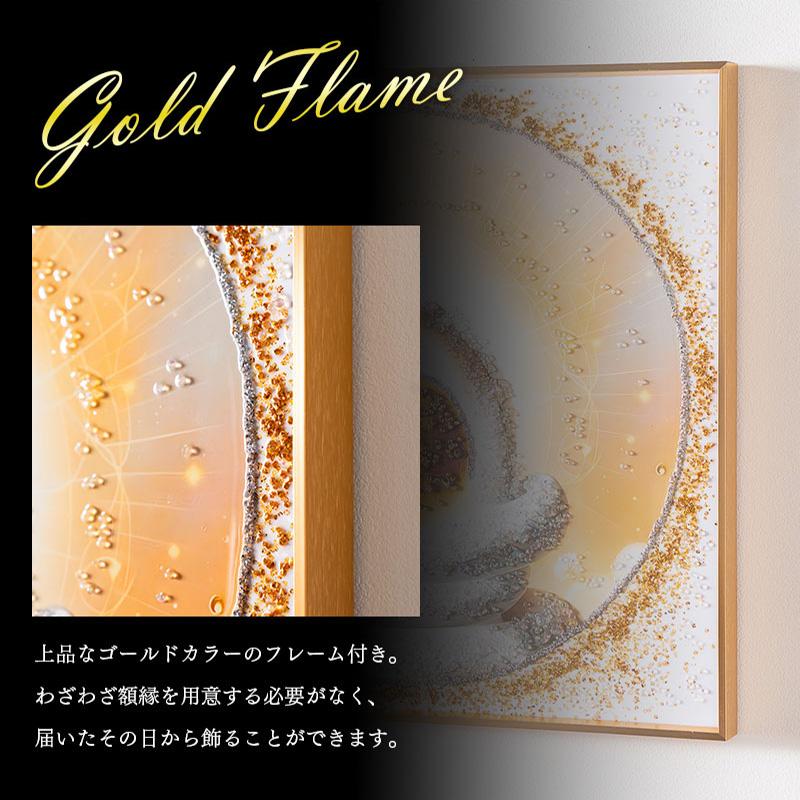 水晶パネル アートパネル 50×50cm 開運画 金フレーム付き 白蛇 巳