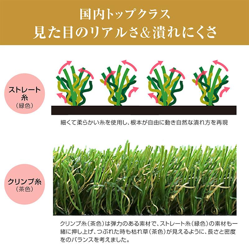 高品質 リアル人工芝 人工芝マット 人工芝 芝生 人工芝生 1x10ｍロールタイプ 芝丈20 U字ピン付き 防草 雑草対策 メモリーターフの画像