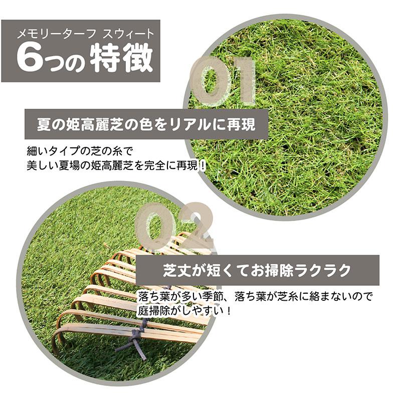 高品質 リアル人工芝 人工芝マット 人工芝 芝生 人工芝生 1x10ｍロールタイプ 芝丈20 U字ピン付き 防草 雑草対策 メモリーターフの画像