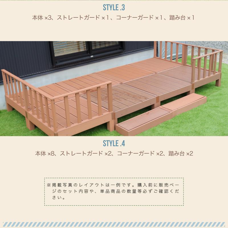 5日P10％〜　ウッドデッキ 4点セット ウッドテラス 踏み台 連結可能 縁側 DIY 人工木 シンプル デッキ ガーデンデッキ  屋外 ベランダ 樹脂｜kagu-world｜16