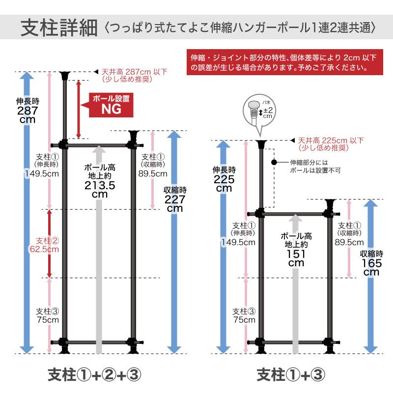 KAGUWORLD ハンガーラック 突っ張り 突っ張り棒 スリム ウォークイン