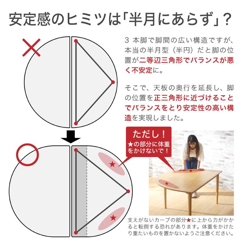 ダイニングテーブル　半円　楕円　3本脚 KAGUWORLD ダイニング テーブル セット 4人 4点 150cm 半円 丸