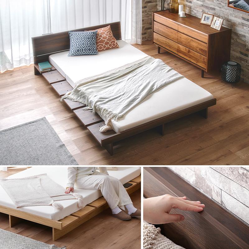 KAGUWORLD ボードベッド 宮あり ダブル ベッドフレーム ローベッド