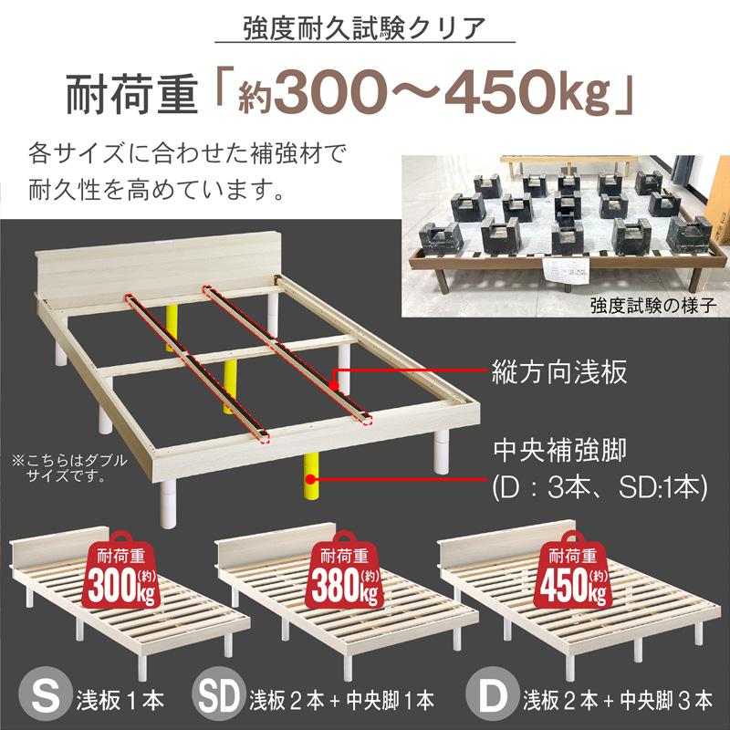 KAGUWORLD すのこベッド ダブル 宮付き コンセント付 3段階高さ調節