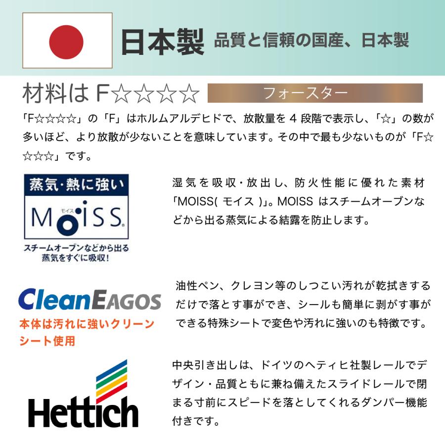 食器棚 日本製 ダイニングボード キッチンボード 幅140cm モイス ハイタイプ キッチン収納 レンジ台_2
