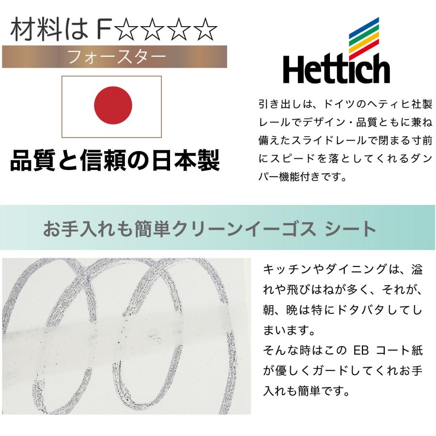 キッチン収納 日本製 キッチンカウンター モイス 幅160cm ハイカウンター レンジ台 収納棚 食器棚 収納 完成品_2